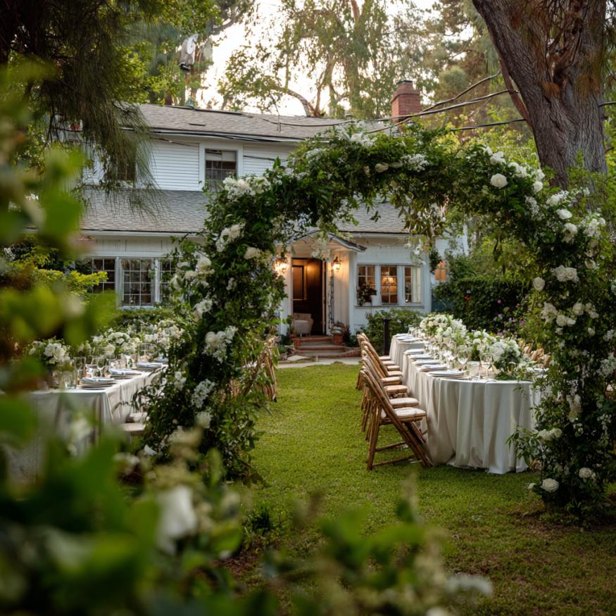 Backyard wedding floral decorations