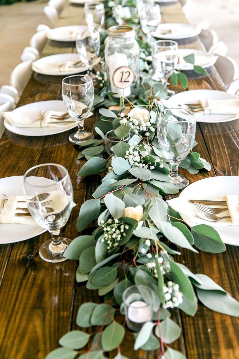 Greenery wedding table decor