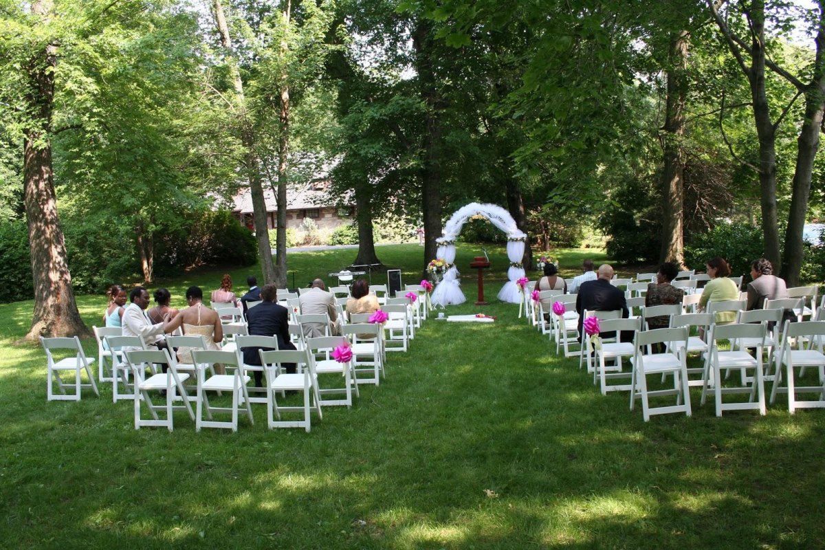 Outdoor garden wedding ceremony venue