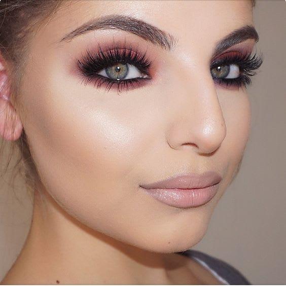 Dramatic lashes with glam makeup