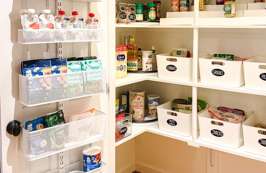 Pantry shelves organized by category