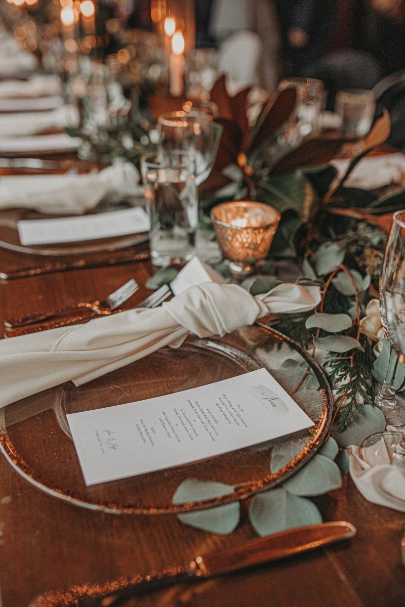 Autumn wedding place setting details