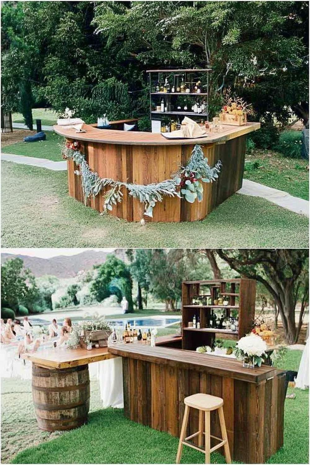 Rustic Wooden Bar Setup