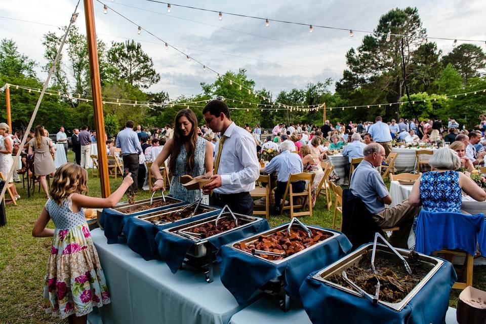 BBQ buffet with wedding comfort foods
