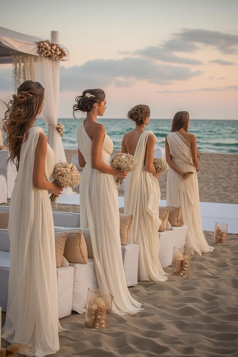 Bridesmaids in Flowing Neutrals