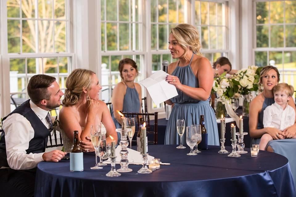 Best friends sharing wedding memories