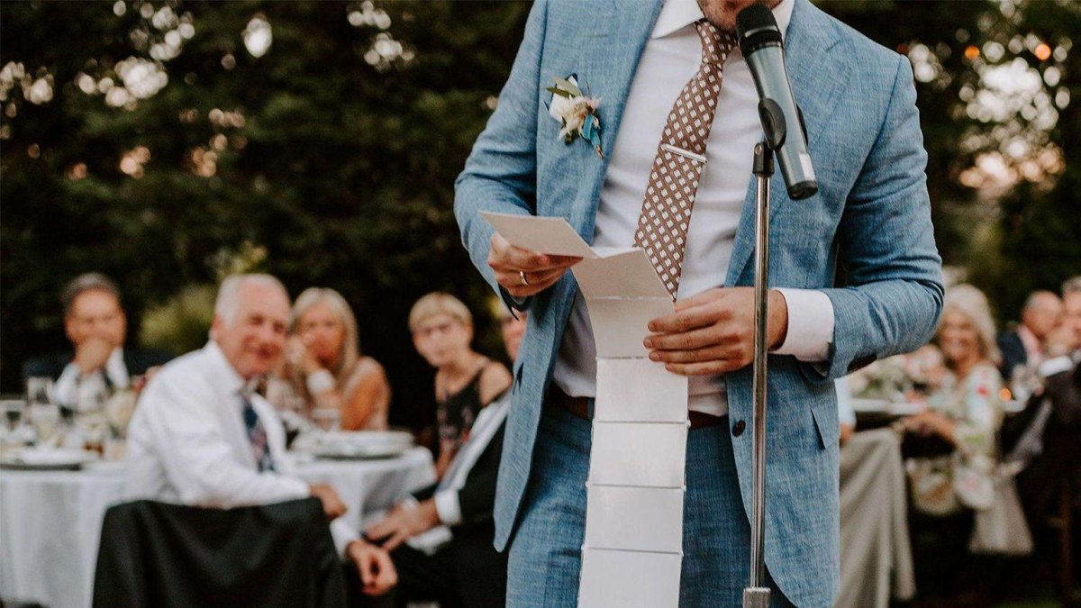 Nervous best man with speech notes