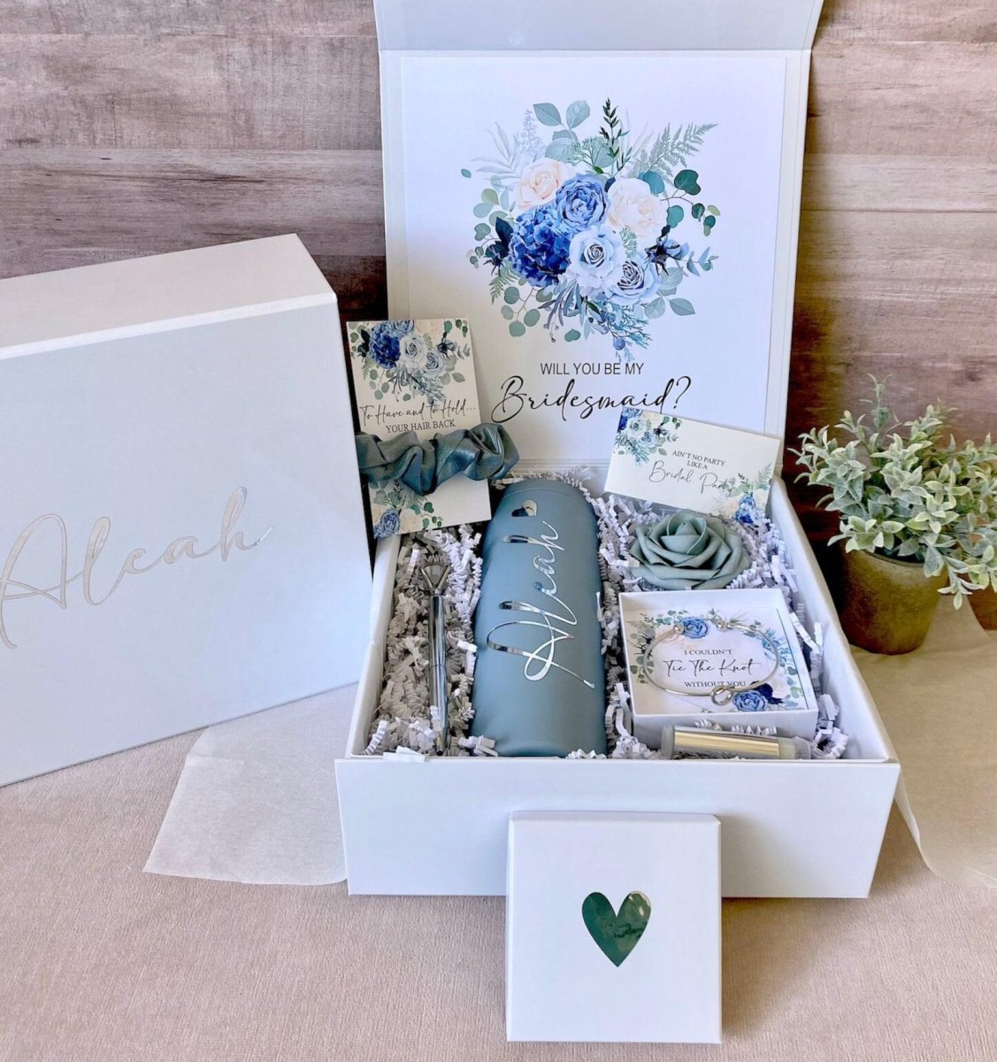 Blue floral bridesmaid proposal box