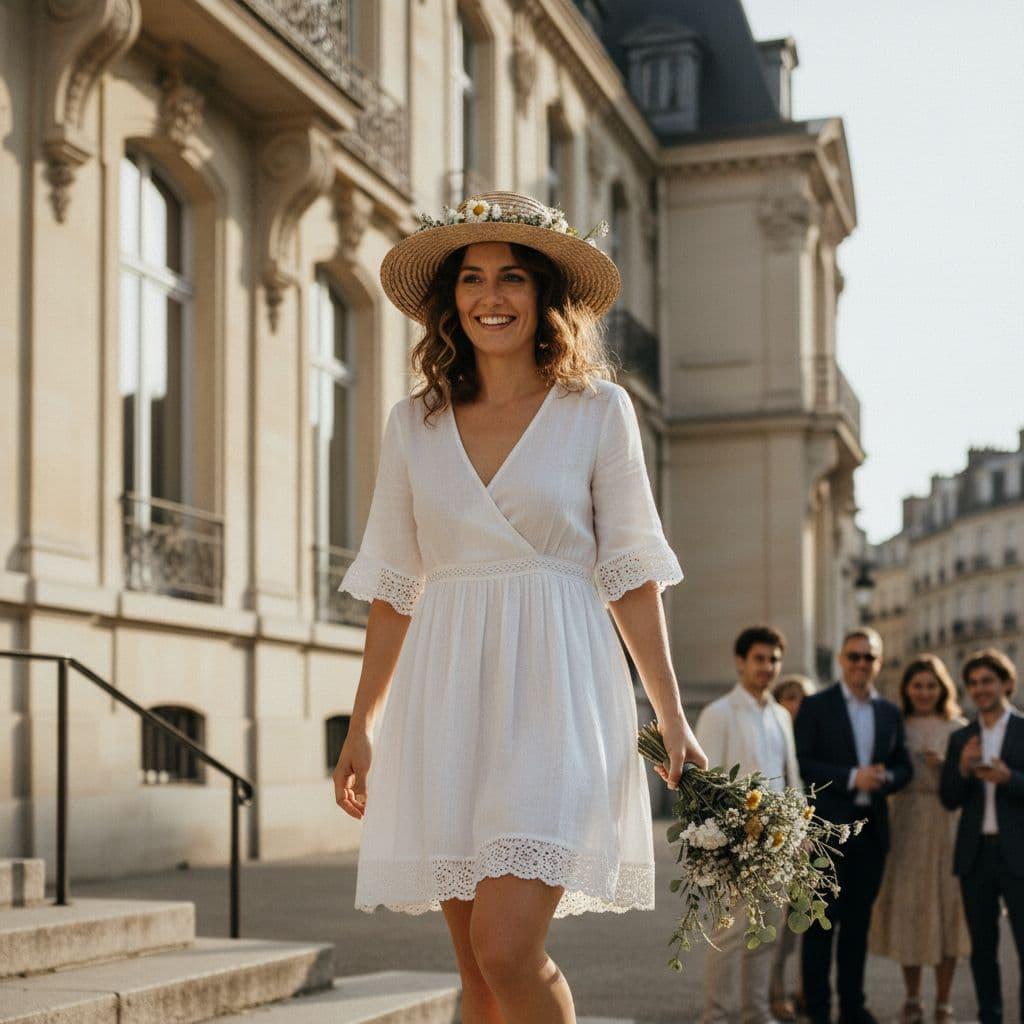 Bohemian courthouse wedding dress