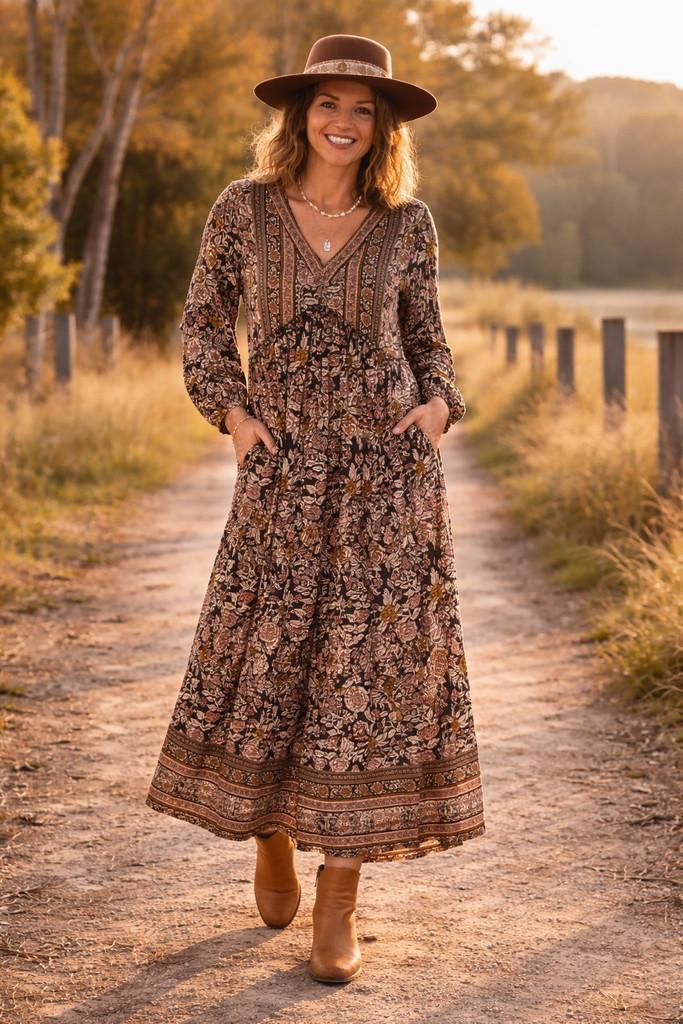 Bohemian sleeve rustic wedding dress