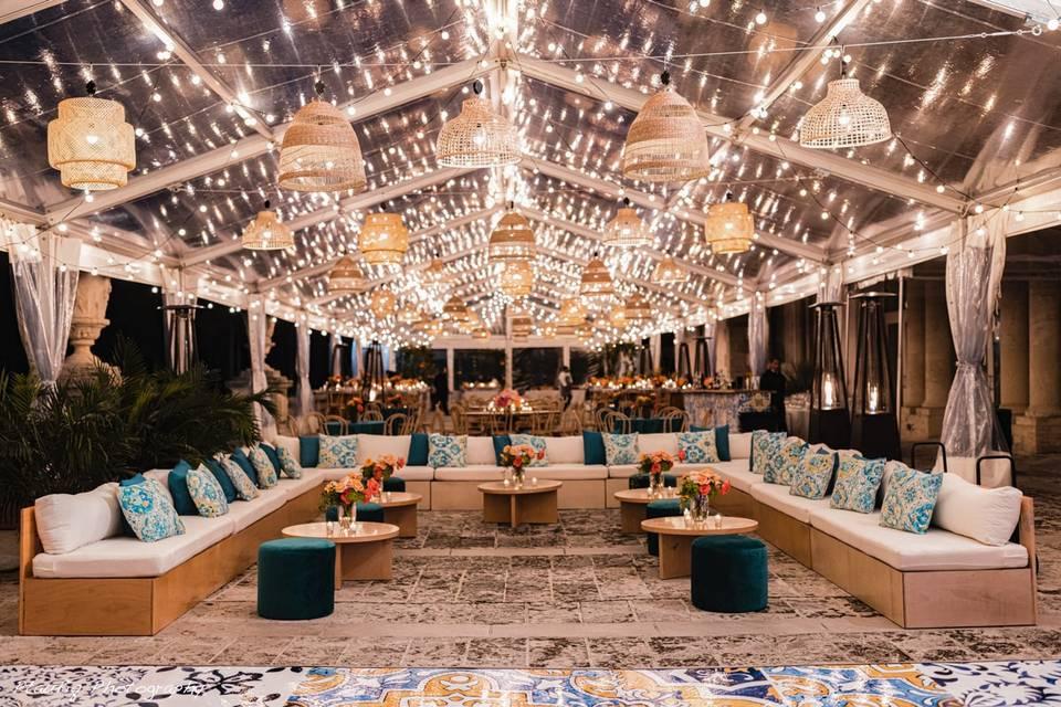 Bohemian tent lounge seating