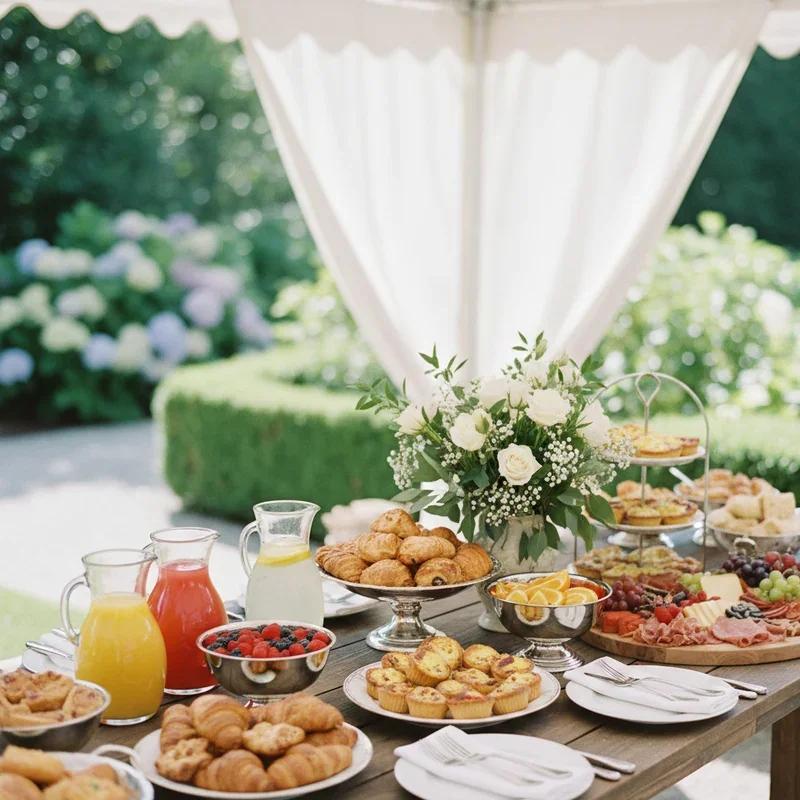 Brunch wedding buffet with pastries