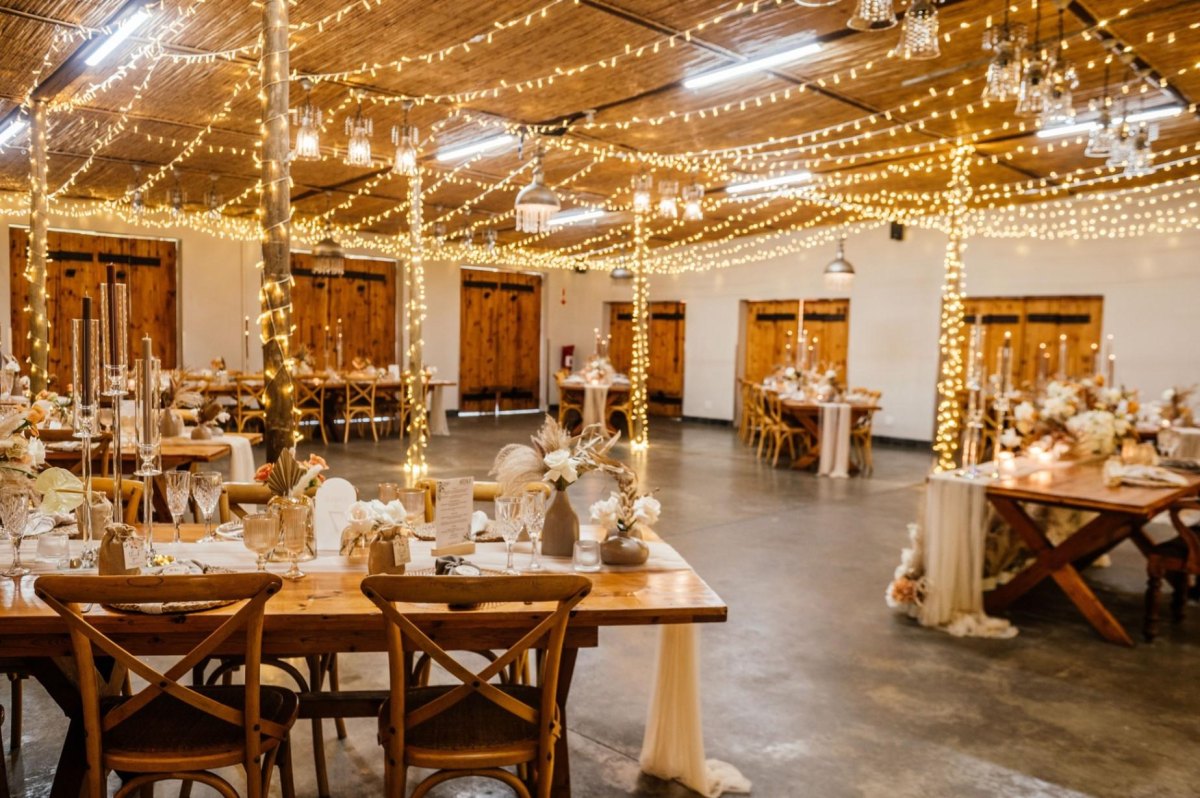 Wedding venue with fairy lights