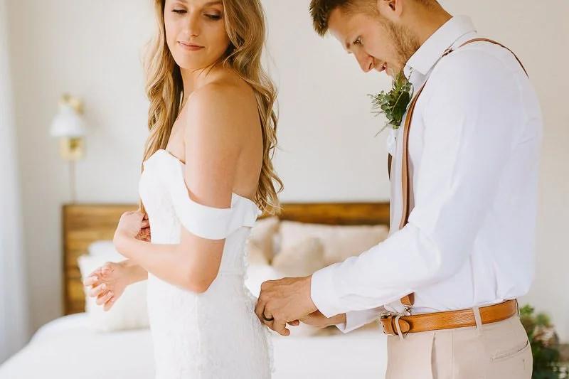 Couple preparing before elopement ceremony