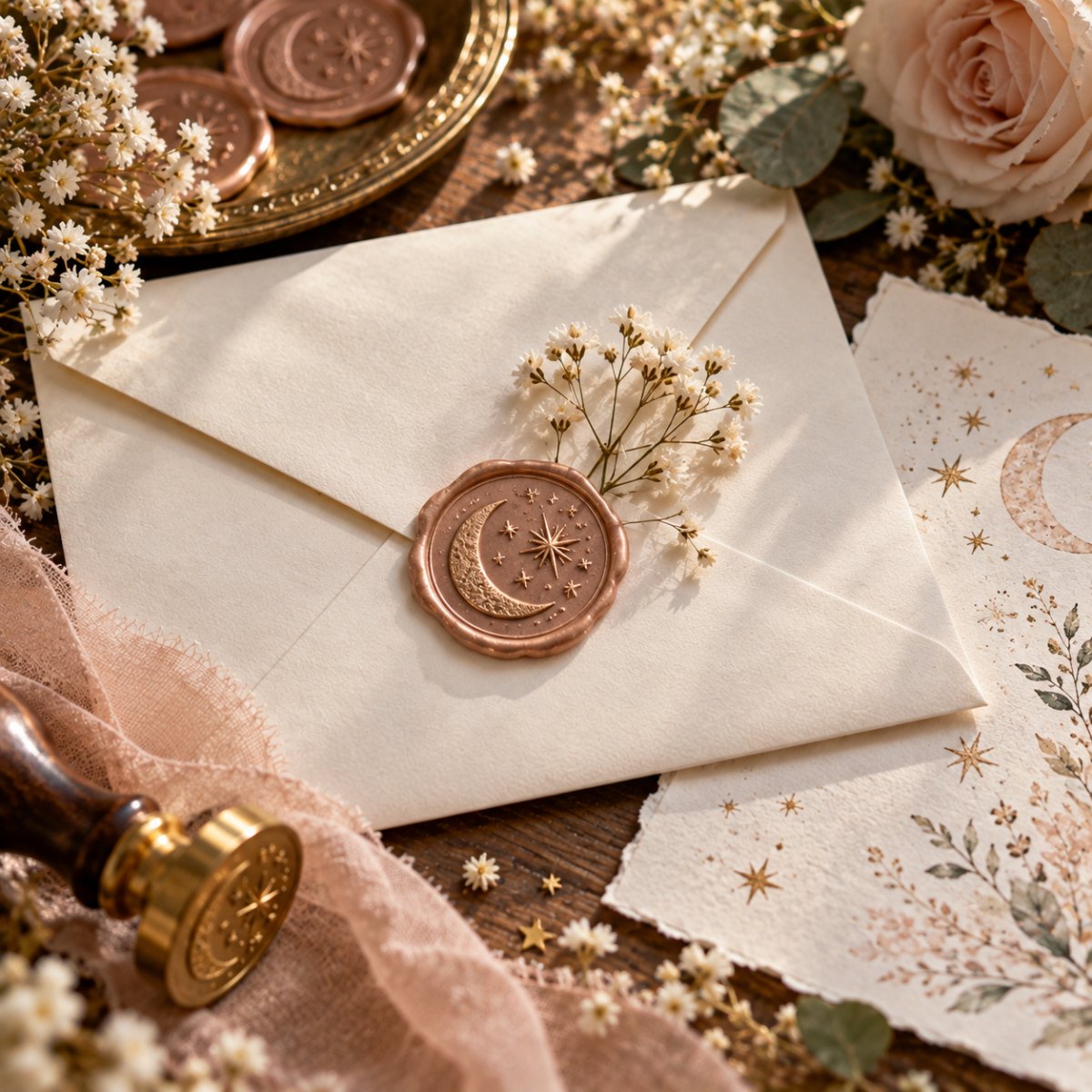 Celestial moon wax seal