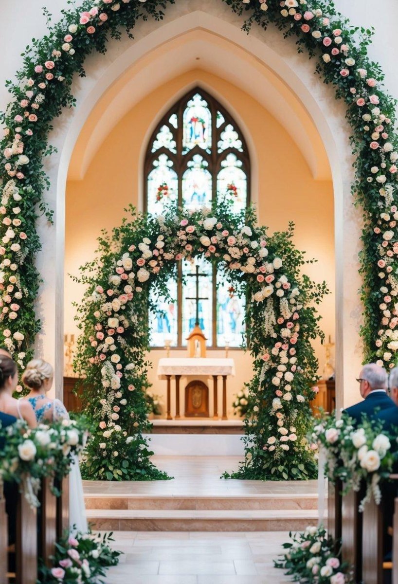 Wedding ceremony floral arch