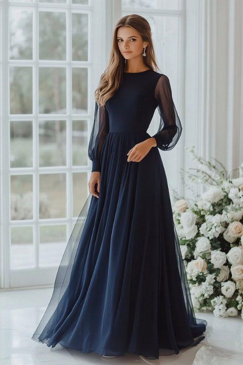 Chiffon long sleeve fall dress