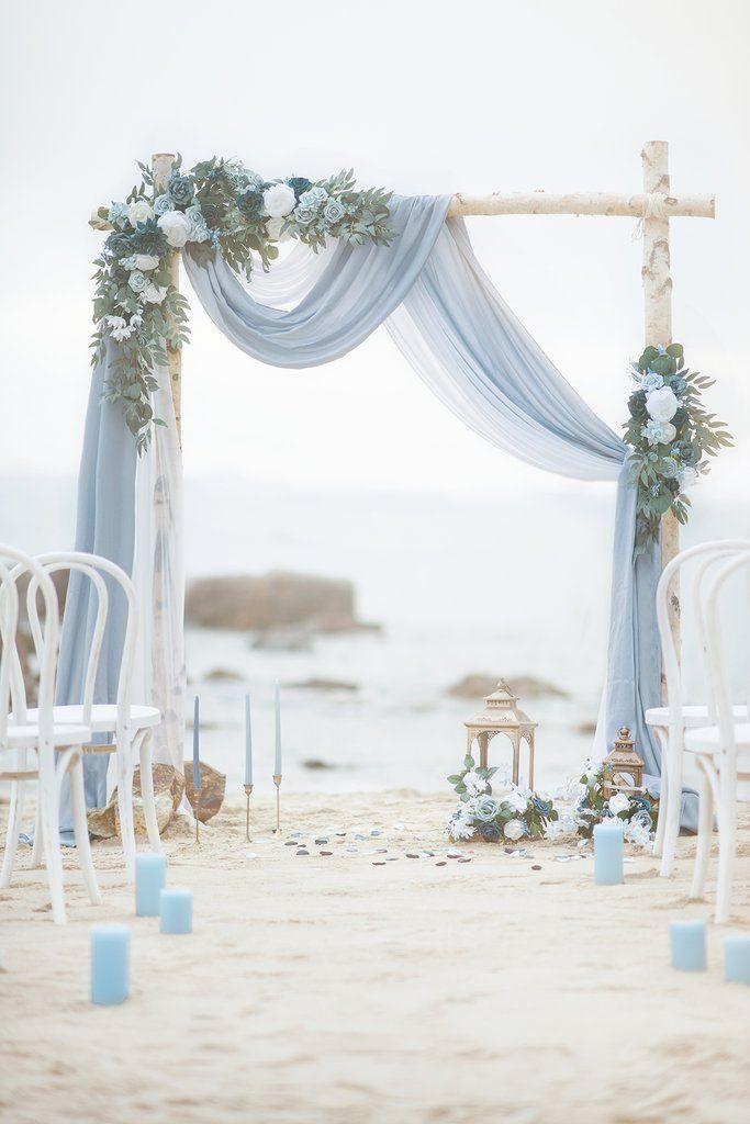 Coastal blue sand wedding decor