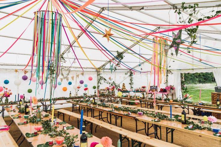 Colorful festival wedding tent