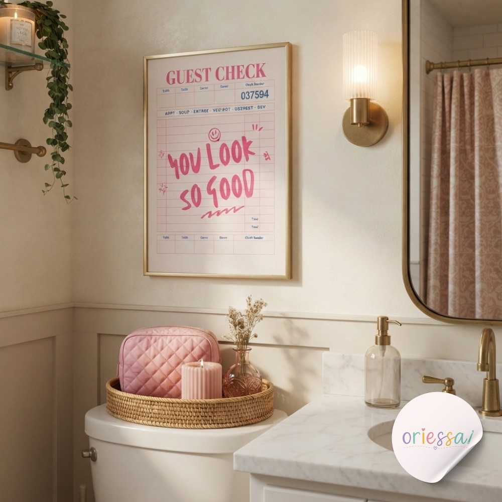 A freestanding bamboo cabinet with woven baskets stores towels for renter-friendly cozy bathroom decor.
