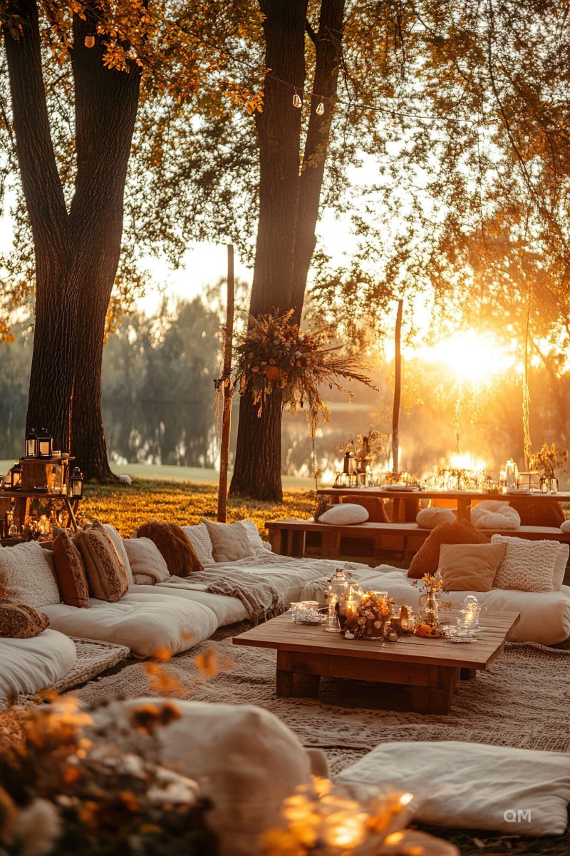 Cozy lounge area at fall reception