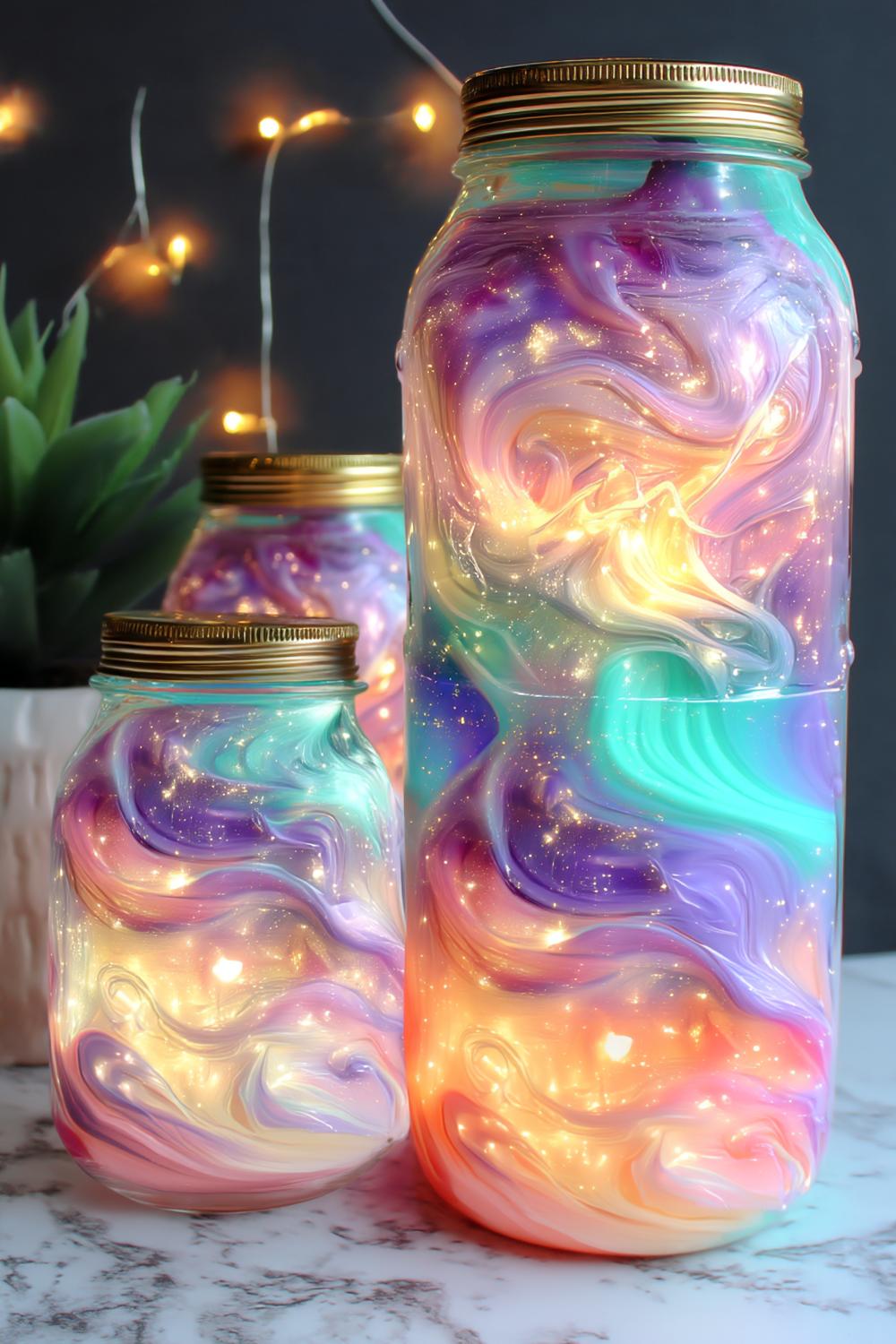 Galaxy Swirl Mason Jars