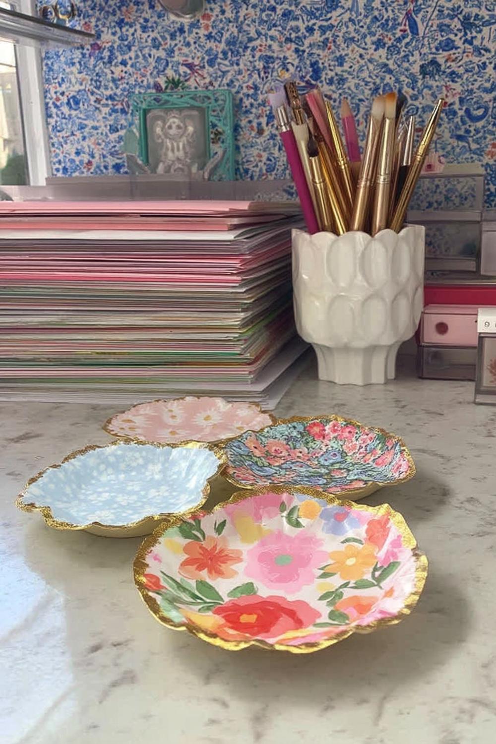 Gilded Floral Trinket Dishes