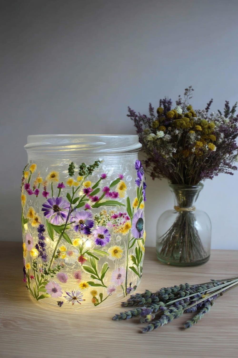 Pressed Flower Luminous Jar