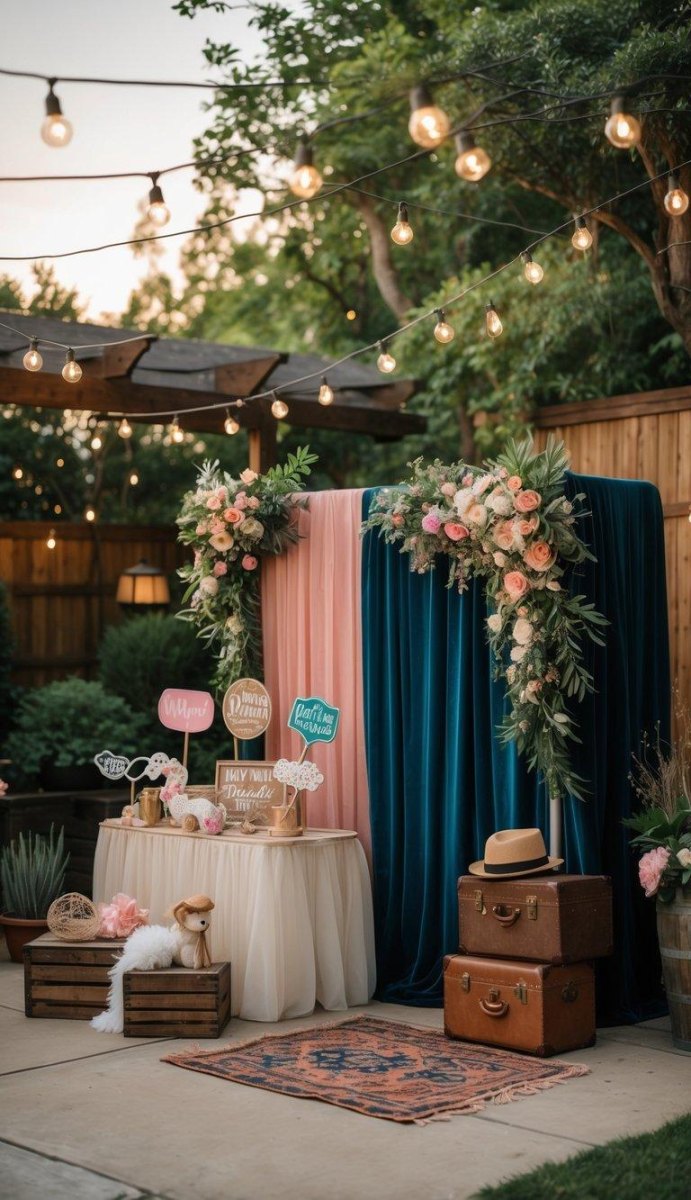 Outdoor wedding photo backdrop area