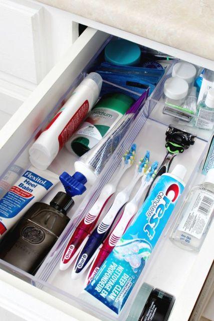 Minimal dental care bathroom drawer