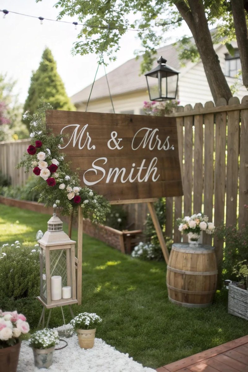 DIY backyard wedding decor station