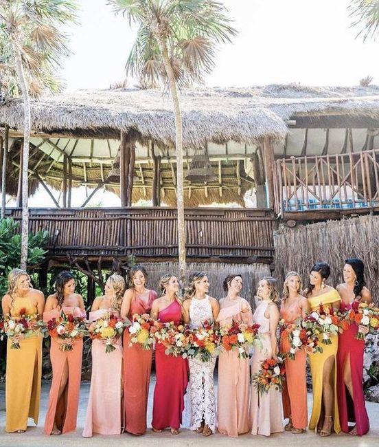 Sunset gradient bridesmaid dresses