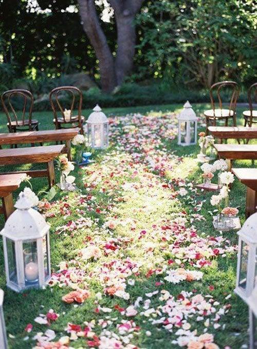 DIY wedding petal aisle decoration