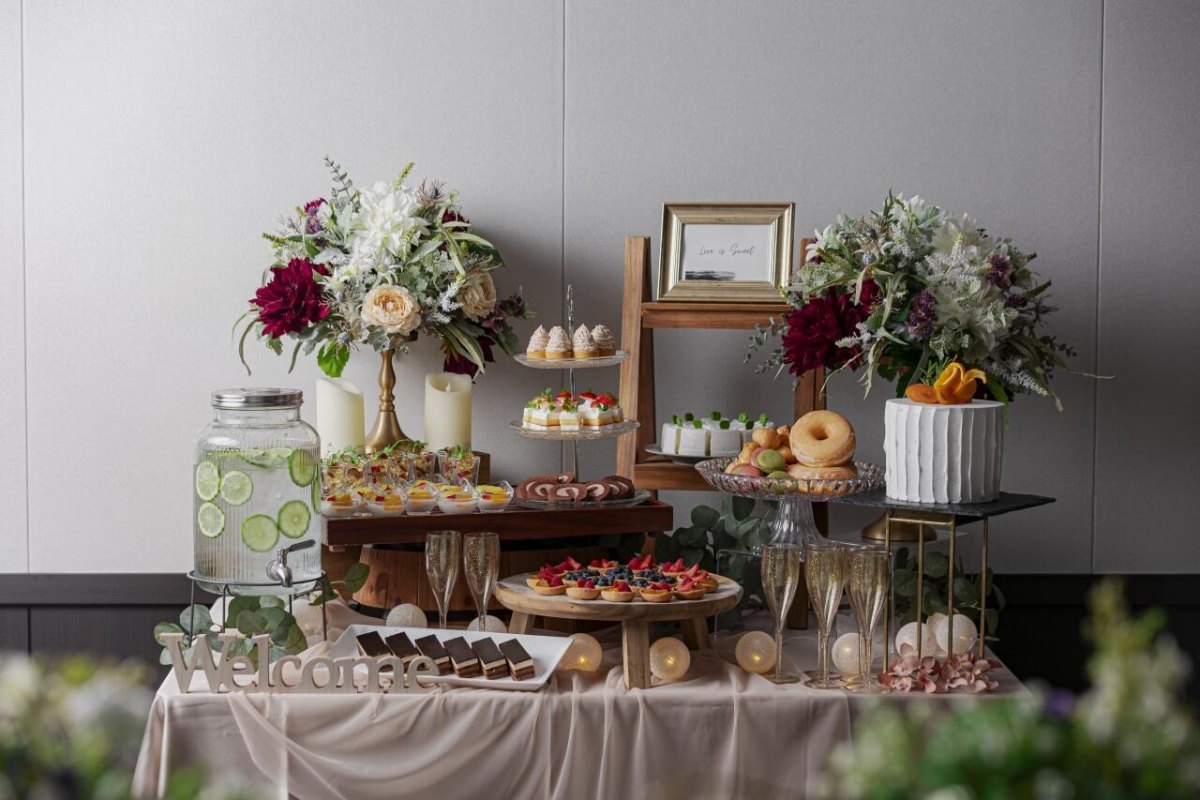 Small wedding food and drink station setup