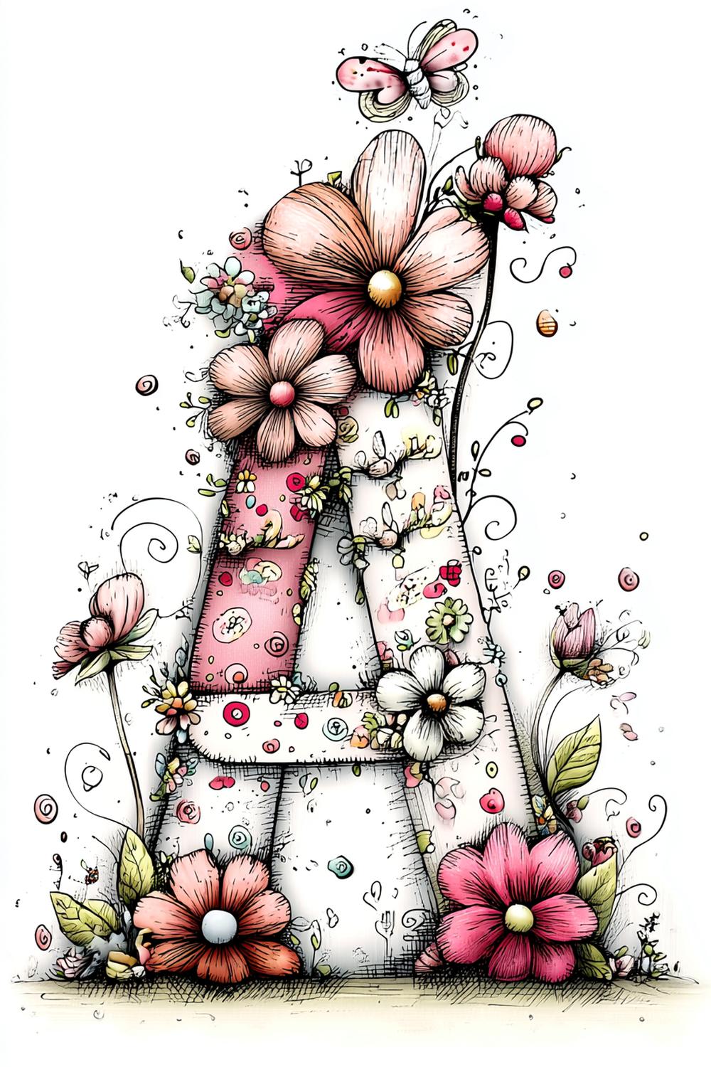 Whimsical Floral Letter Art