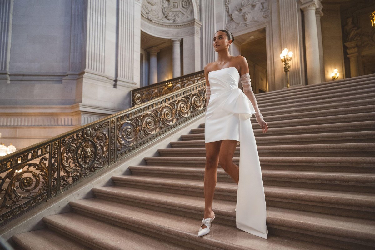 Designer courthouse wedding gown