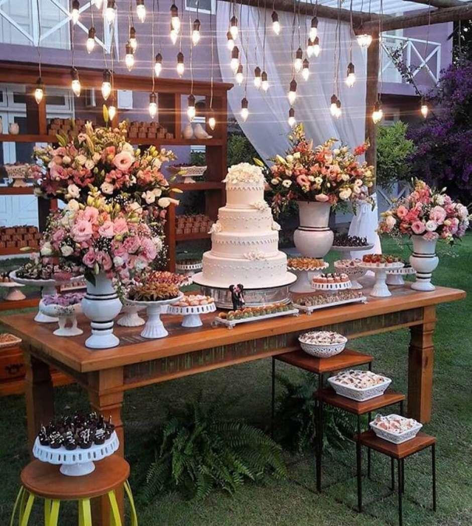 Backyard wedding dessert table