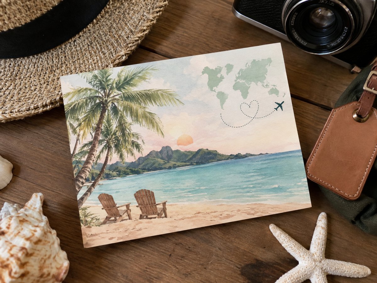 Destination save the date card