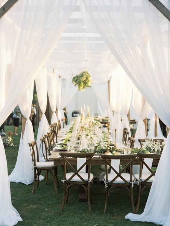 Fabric draping wedding decor