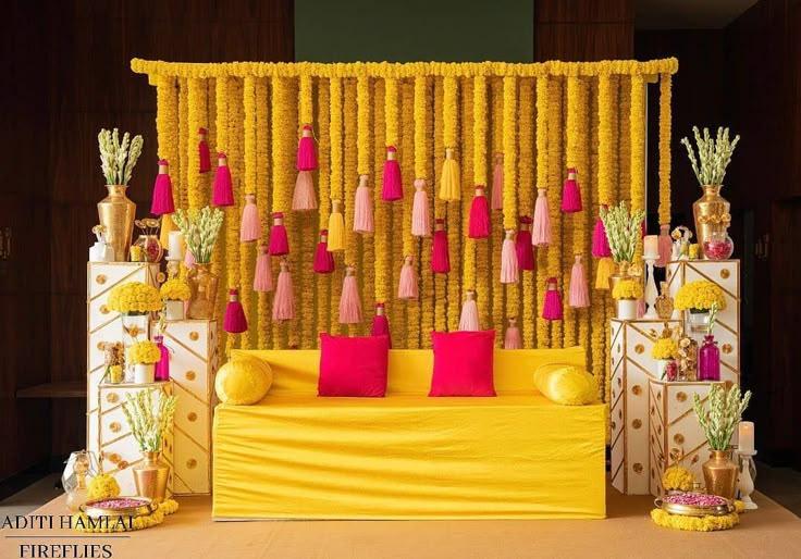 DIY fabric tassel haldi decoration