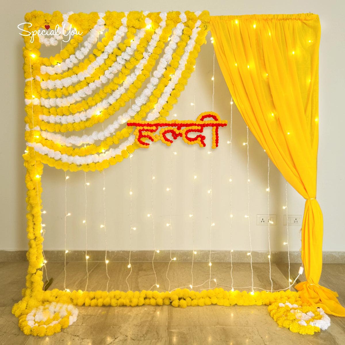 DIY fairy light haldi decoration