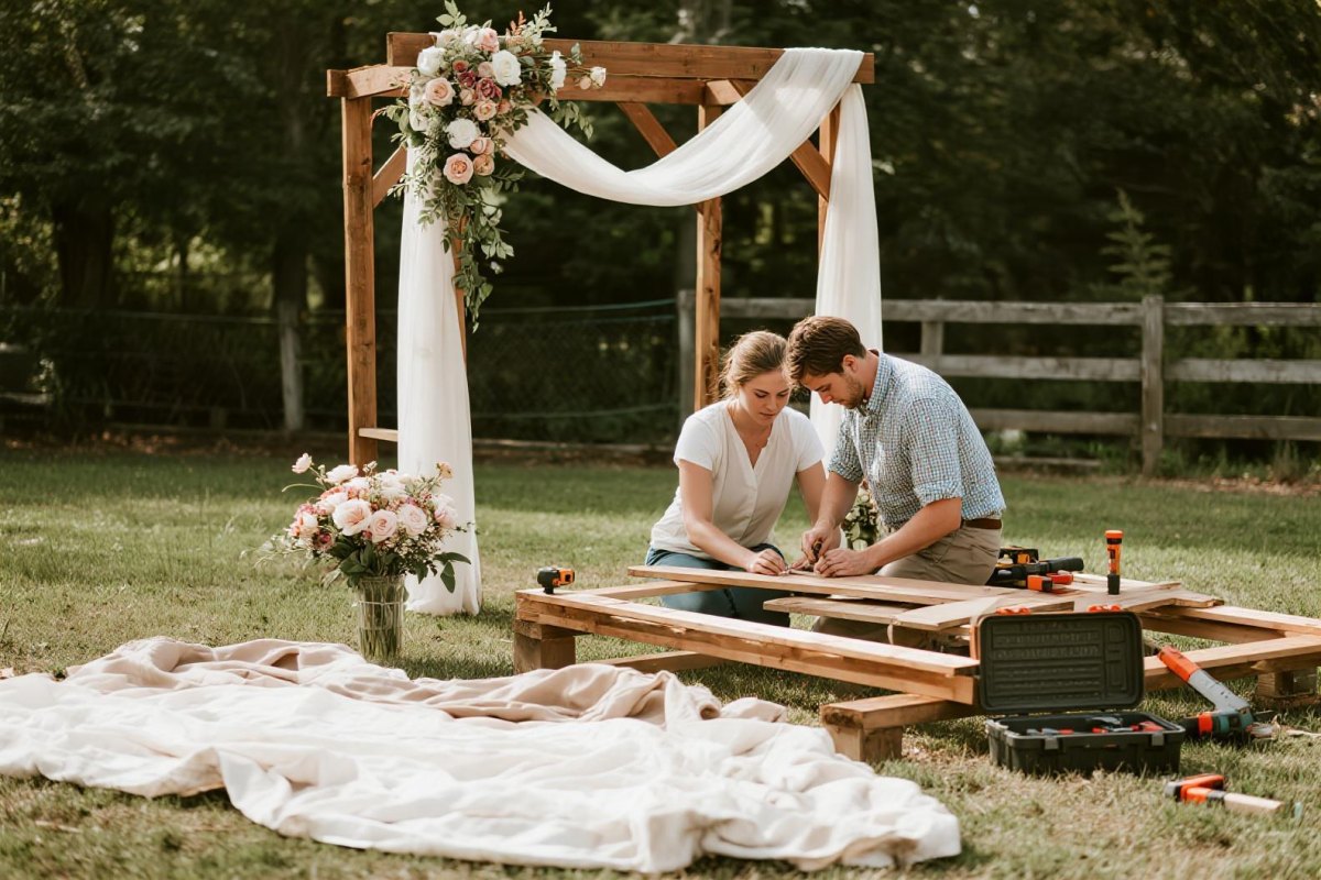 DIY floral wedding ceremony arch