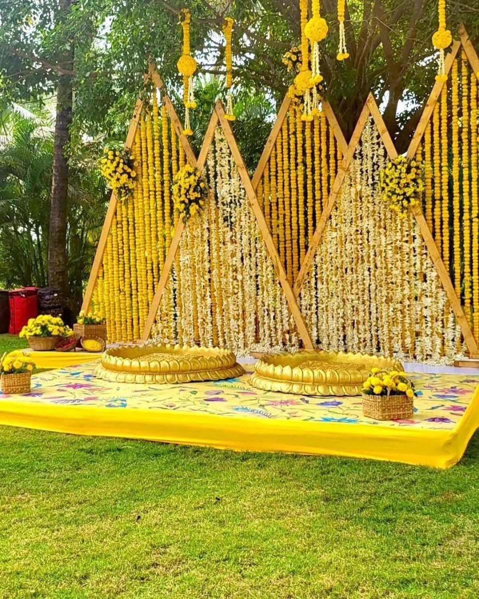 DIY garden haldi ceremony setup