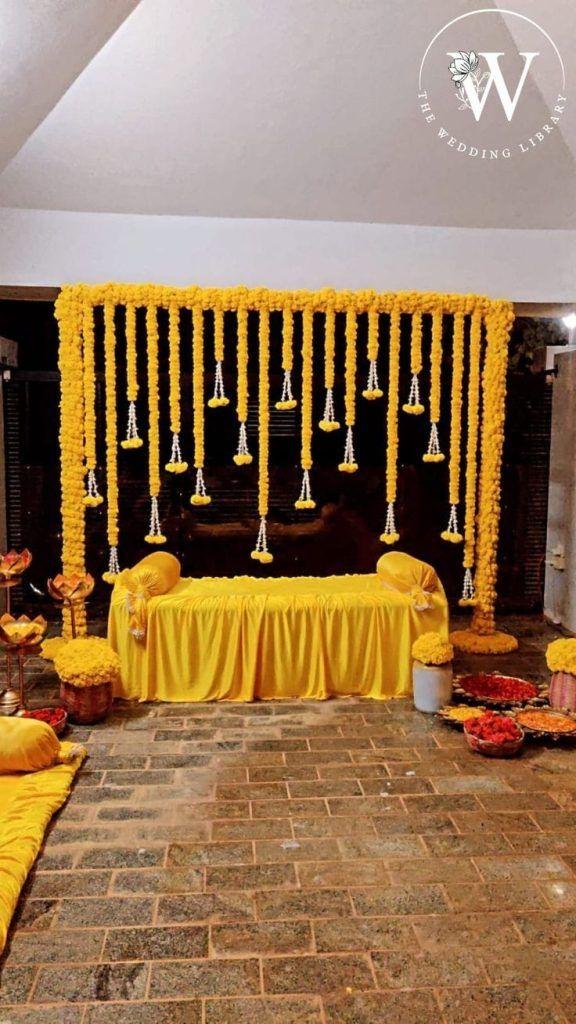 Low budget DIY haldi decoration