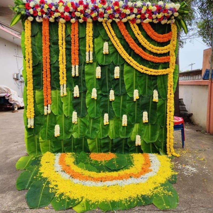 Traditional DIY haldi corner decoration