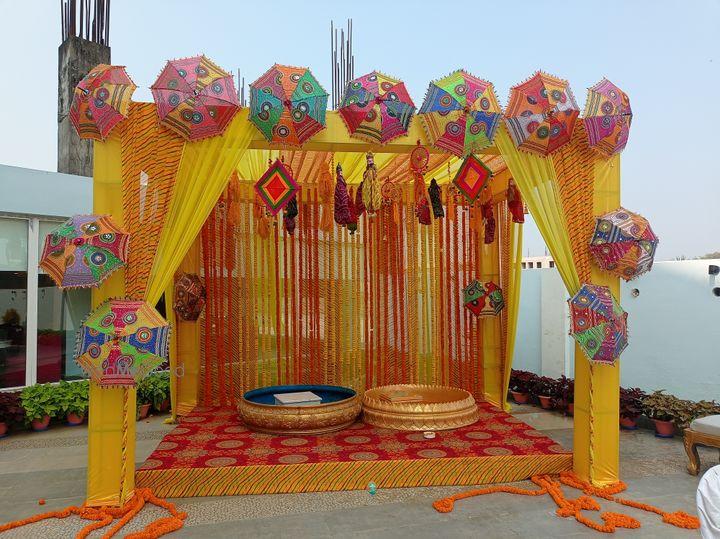 DIY decorated umbrella haldi decor