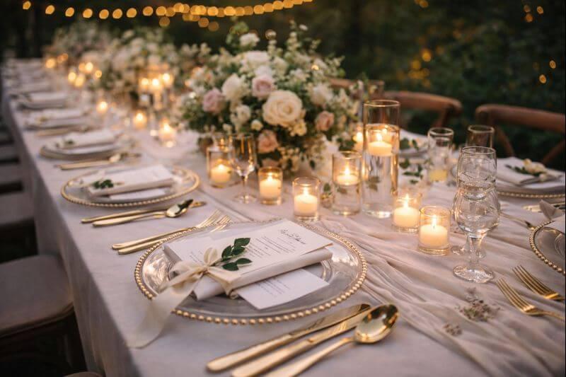 Elegant wedding dinner table for small guest list