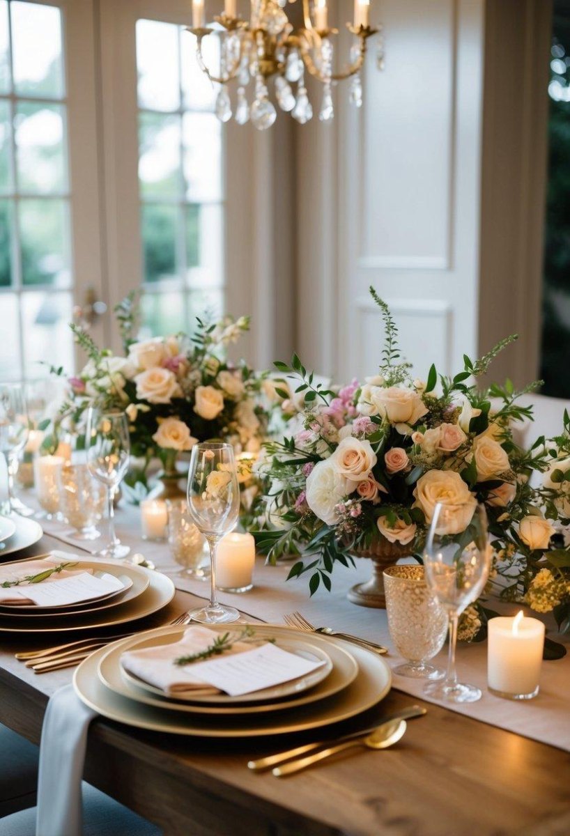 Elegant home courthouse wedding reception décor