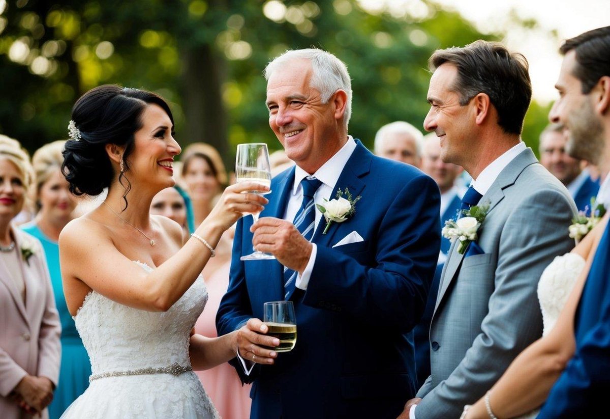 Father raising champagne glass wedding toast