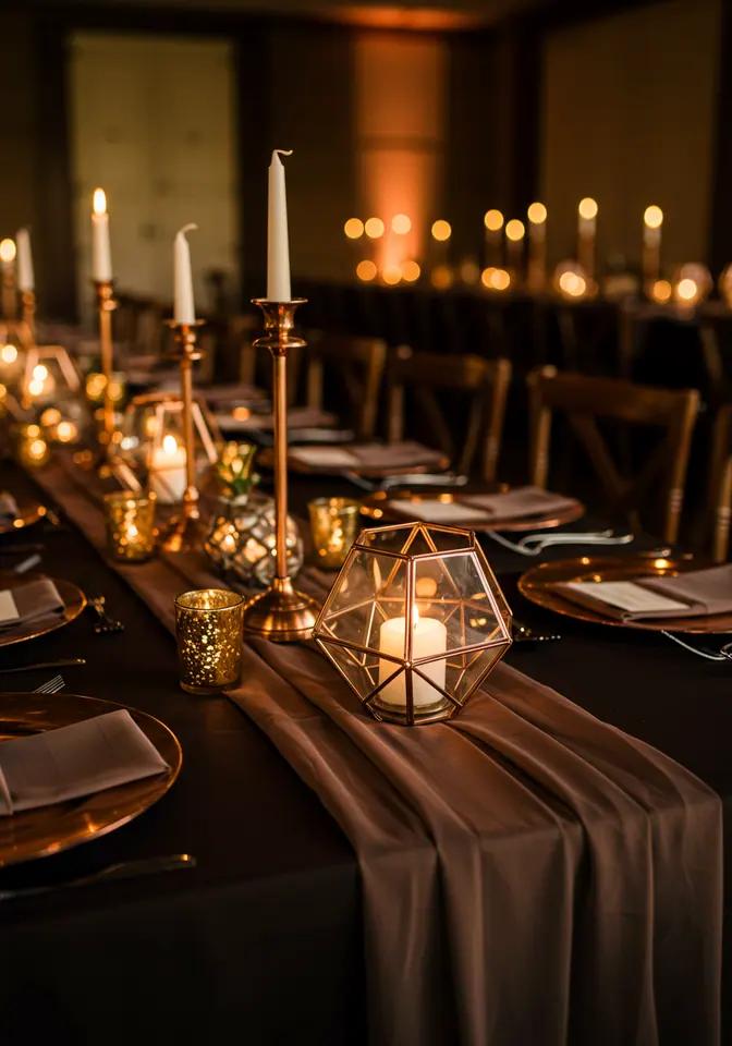 Modern minimalist espresso wedding decor